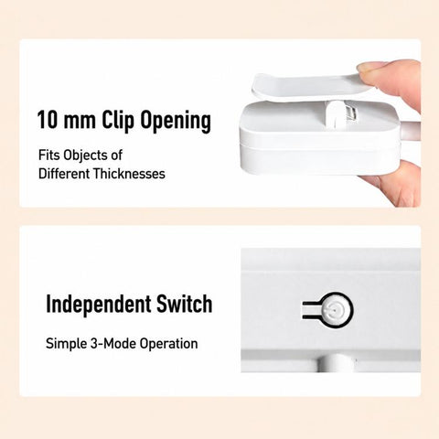 3 Color Temperature LED Clip On Lamp Eye-Caring Reading Light For Student Dormitory, 600mAh, Battery Not Include