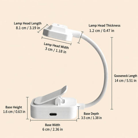 3 Color Temperature LED Clip On Lamp Eye-Caring Reading Light For Student Dormitory, 600mAh, Battery Not Include