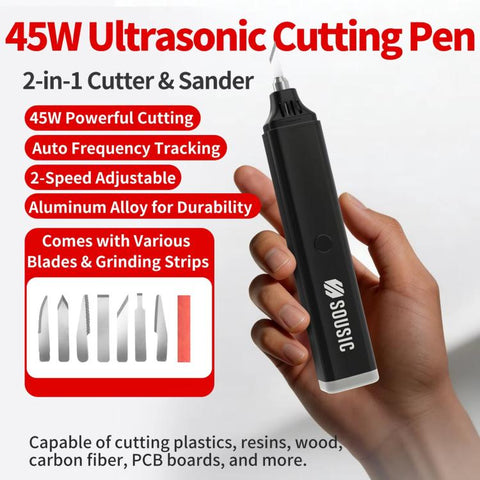 45W Handheld Ultrasonic Cutter Plastic Resin PCB Carbon Fiber Portable Cutting Tool, US Plug, SOUSIC 19-Piece Set Basic, SOUSIC 18-Piece Set Upgraded