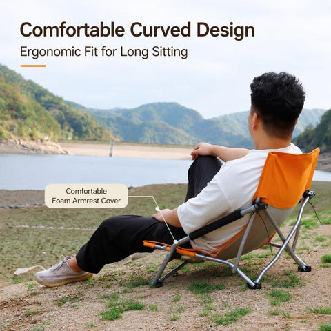 Folding Beach Chair Picnic Camping Lawn Lounge Seat With Breathable Mesh Back and Cup Holder