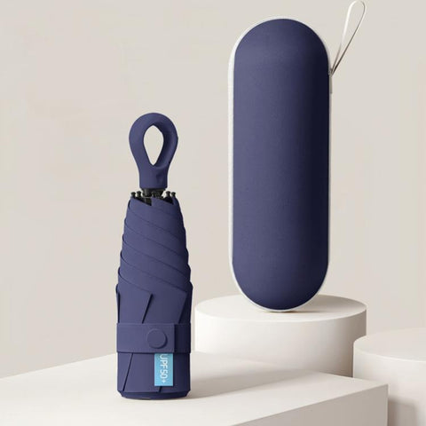Portable 5-Fold Dual-Purpose Capsule Umbrella With Box Black Coating UV Protection Sun Umbrella