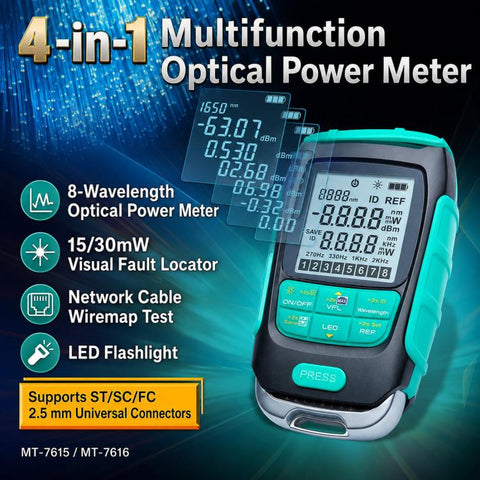 Multifunctional Optical Power Meter 4 In 1 Fiber Optic Tester, Proskit MT-7615-C 15nW, Proskit MT-7616-C 30nW