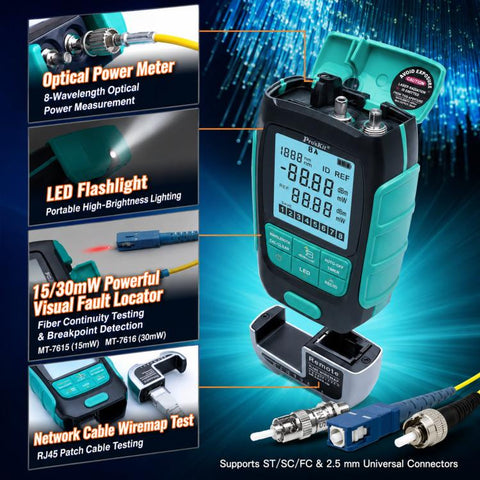 Multifunctional Optical Power Meter 4 In 1 Fiber Optic Tester, Proskit MT-7615-C 15nW, Proskit MT-7616-C 30nW