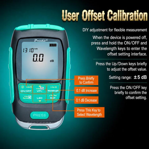Multifunctional Optical Power Meter 4 In 1 Fiber Optic Tester, Proskit MT-7615-C 15nW, Proskit MT-7616-C 30nW