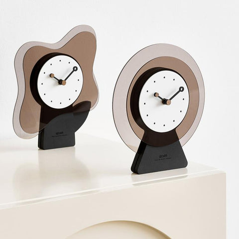Wozoom Acrylic Desk Clock Living Room Decor Silent Table Clock, Rectangular, Round