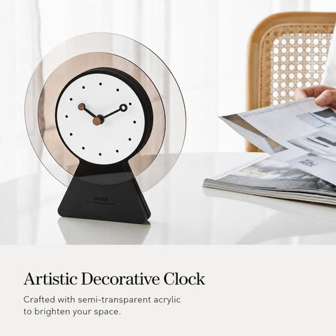 Wozoom Acrylic Desk Clock Living Room Decor Silent Table Clock, Rectangular, Round