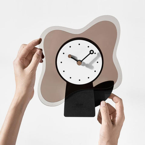 Wozoom Acrylic Desk Clock Living Room Decor Silent Table Clock, Rectangular, Round