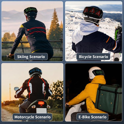 Motorcycle Helmet LED Full-Color Display Screen APP Controlled Riding Light Panel, 1500mAh