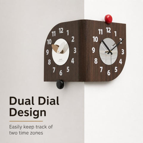 wozoom Corner Wall Clock Double Sided 90 Degree Wrap Around Quartz Clock, Beige, Dark Brown, Orange, Beige Swing Style 1, Beige Swing Style 2