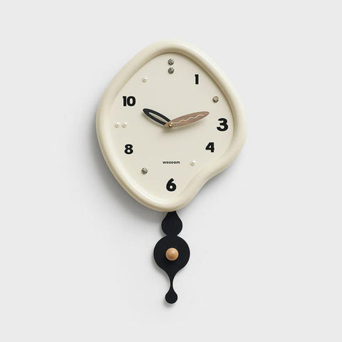 wozoom Irregular Pendulum Wall Clock Silent Quartz Clock For Living Room Decor