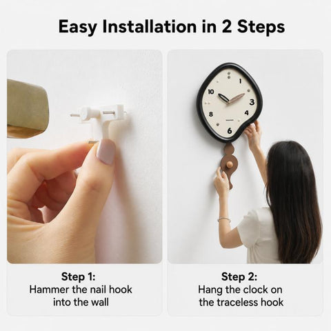 wozoom Irregular Pendulum Wall Clock Silent Quartz Clock For Living Room Decor