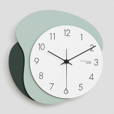 wozoom Modern Wall Clock Silent Wooden Living Room Decorative Clock, Light Brown, Natural Wood Color, Green, Red, White