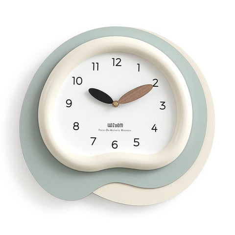 wozoom Modern Irregular Wall Clock Silent Decorative Wood Quartz Clocks For Living Room, Beige Blue With Second Hand, Beige Blue, Green Beige, Black Gray, Beige Blue 3D, Green Beige 3D, Black Gray 3D
