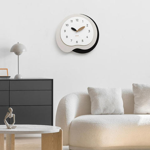 wozoom Modern Irregular Wall Clock Silent Decorative Wood Quartz Clocks For Living Room, Beige Blue With Second Hand, Beige Blue, Green Beige, Black Gray, Beige Blue 3D, Green Beige 3D, Black Gray 3D