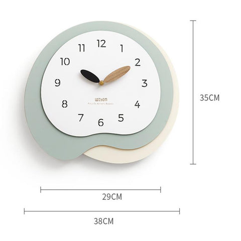 wozoom Modern Irregular Wall Clock Silent Decorative Wood Quartz Clocks For Living Room, Beige Blue With Second Hand, Beige Blue, Green Beige, Black Gray, Beige Blue 3D, Green Beige 3D, Black Gray 3D