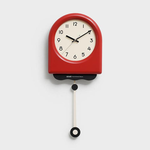 wozoom Modern Pendulum Wall Clock Silent Decorative Cream Style Clocks For Living Room, Medium With Second Hand Red, Medium Beige, Medium Red, Large Beige, Large Red