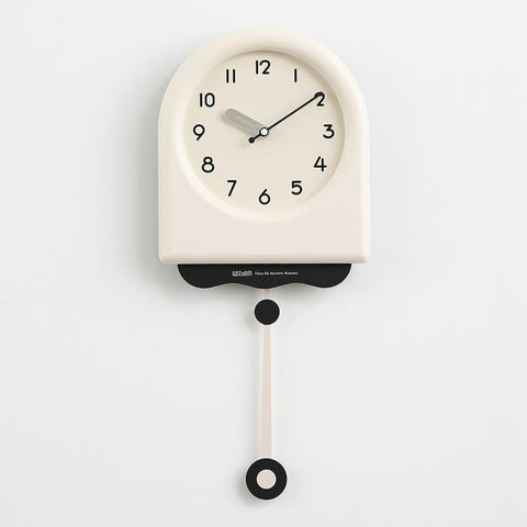 wozoom Modern Pendulum Wall Clock Silent Decorative Cream Style Clocks For Living Room, Medium With Second Hand Red, Medium Beige, Medium Red, Large Beige, Large Red