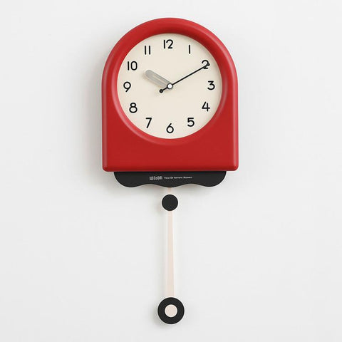 wozoom Modern Pendulum Wall Clock Silent Decorative Cream Style Clocks For Living Room, Medium With Second Hand Red, Medium Beige, Medium Red, Large Beige, Large Red