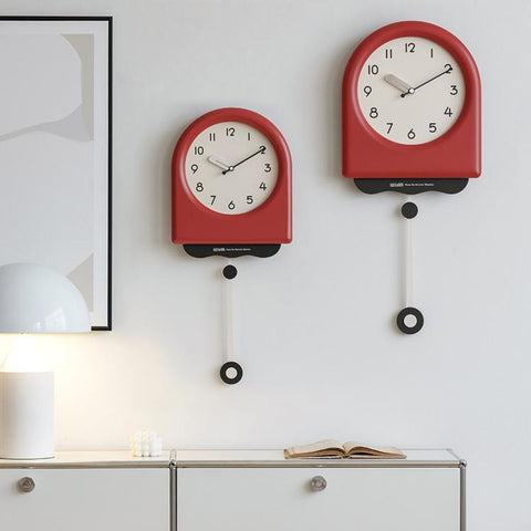 wozoom Modern Pendulum Wall Clock Silent Decorative Cream Style Clocks For Living Room, Medium With Second Hand Red, Medium Beige, Medium Red, Large Beige, Large Red