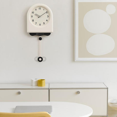 wozoom Modern Pendulum Wall Clock Silent Decorative Cream Style Clocks For Living Room, Medium With Second Hand Red, Medium Beige, Medium Red, Large Beige, Large Red