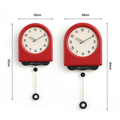 wozoom Modern Pendulum Wall Clock Silent Decorative Cream Style Clocks For Living Room, Medium With Second Hand Red, Medium Beige, Medium Red, Large Beige, Large Red