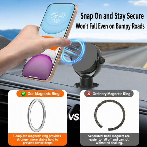 Dual-Axis Rotatable Magnetic Car Phone Mount Foldable Auto Navigation Bracket, Dual-Axis Rotatable Magnetic Mount