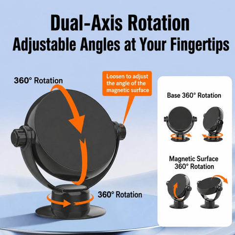 Dual-Axis Rotatable Magnetic Car Phone Mount Foldable Auto Navigation Bracket, Dual-Axis Rotatable Magnetic Mount