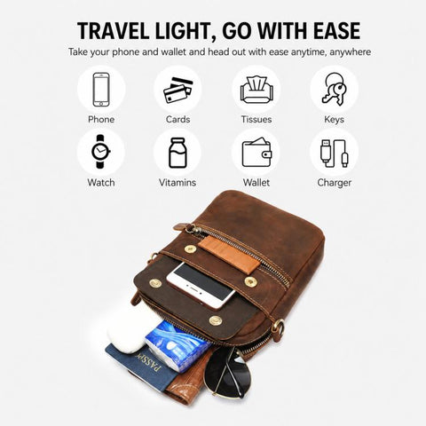 MASIWEI 7350 Vintage Leather Crossbody Bag Small Messenger Shoulder Purse Casual Phone Pouch
