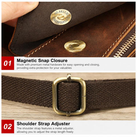 MASIWEI 7350 Vintage Leather Crossbody Bag Small Messenger Shoulder Purse Casual Phone Pouch