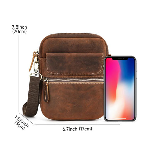 MASIWEI 7350 Vintage Leather Crossbody Bag Small Messenger Shoulder Purse Casual Phone Pouch