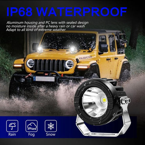 36W 3-Inch Round High-Power Car Truck Spotlight, E10, E10+1-to-2 Wiring Harness