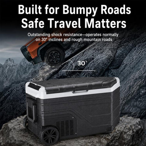 Portable Compressor Car Fridge Dual Temperature Control Vehicle Refrigerator With Wheels, 35L, 45L, 55L