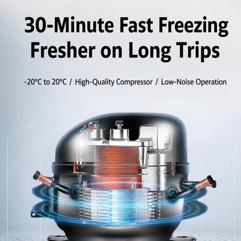 Portable Compressor Car Fridge Dual Temperature Control Vehicle Refrigerator With Wheels, 35L, 45L, 55L