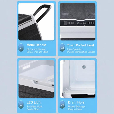 Portable Compressor Car Fridge Dual Temperature Control Vehicle Refrigerator With Wheels, 35L, 45L, 55L