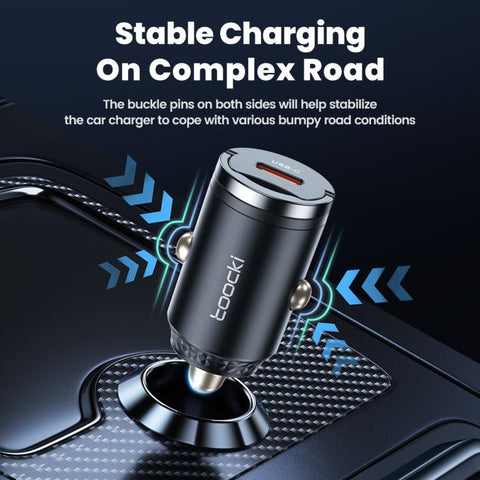 Toocki 45W USB-C Car Charger Mini Pull Ring Type-C Car Adapter Invisible Flush Fit PD PPS Fast Charging, TQ-CC34