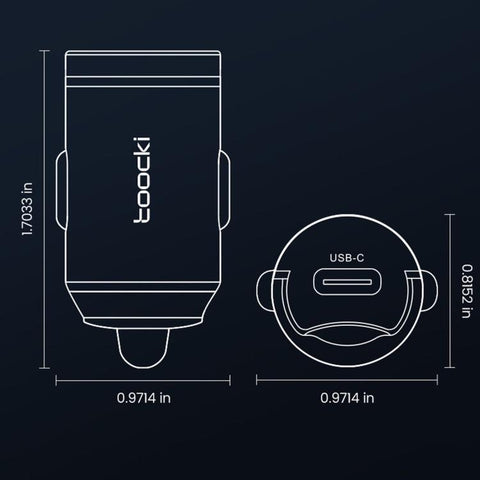 Toocki 45W USB-C Car Charger Mini Pull Ring Type-C Car Adapter Invisible Flush Fit PD PPS Fast Charging, TQ-CC34