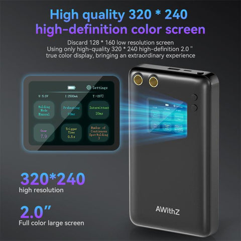 AWithZ U3 Portable Spot Welder with 2.0inch Color Screen Handheld Battery Welder, 5000mAh, 7500mAh