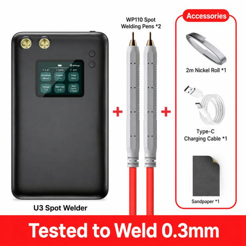 AWithZ U3 Portable Spot Welder with 2.0inch Color Screen Handheld Battery Welder, 5000mAh, 7500mAh