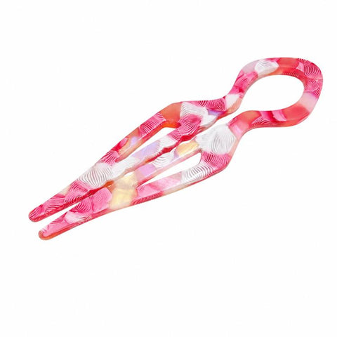 Acetate U Shaped Hair Pins Tortoise Shell Fish Bun Holder Wave 2 Prong Hair Fork Clips