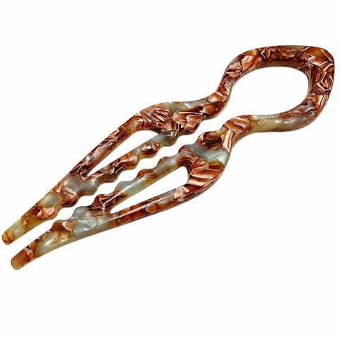 Acetate U Shaped Hair Pins Tortoise Shell Fish Bun Holder Wave 2 Prong Hair Fork Clips