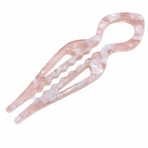 Acetate U Shaped Hair Pins Tortoise Shell Fish Bun Holder Wave 2 Prong Hair Fork Clips