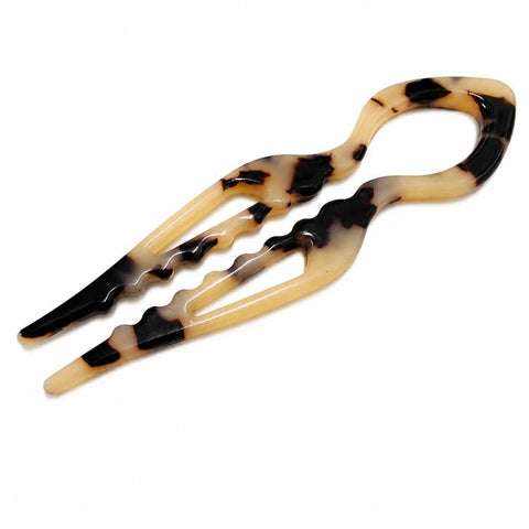 Acetate U Shaped Hair Pins Tortoise Shell Fish Bun Holder Wave 2 Prong Hair Fork Clips