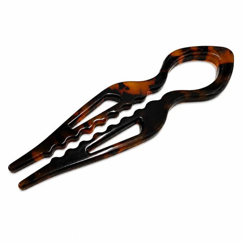 Acetate U Shaped Hair Pins Tortoise Shell Fish Bun Holder Wave 2 Prong Hair Fork Clips