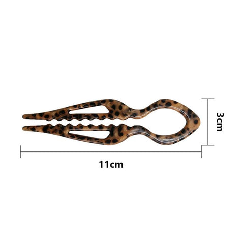 Acetate U Shaped Hair Pins Tortoise Shell Fish Bun Holder Wave 2 Prong Hair Fork Clips