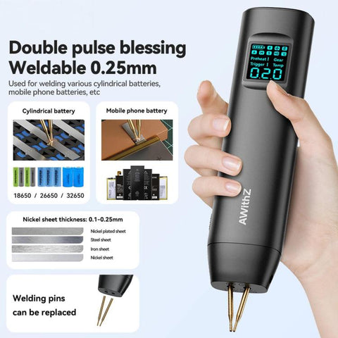AWithZ HD2 Portable Spot Welder Handheld Battery Welding Machine with HD Color Screen 90 Gears, HD2