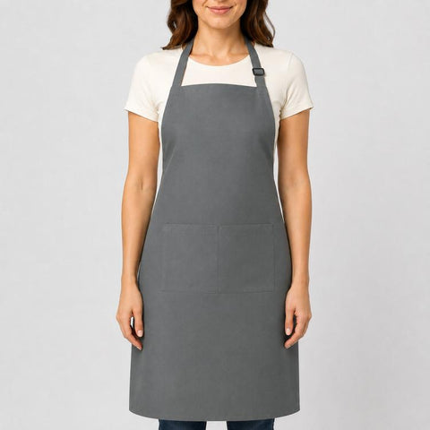 Polyester Bib Apron with Pockets Adjustable Neck Strap Water Resistant Chef Apron