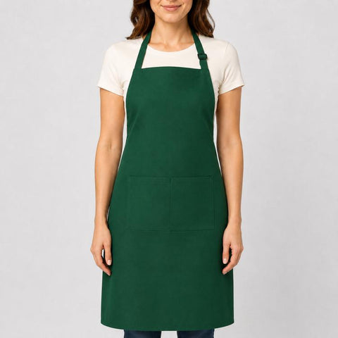 Polyester Bib Apron with Pockets Adjustable Neck Strap Water Resistant Chef Apron