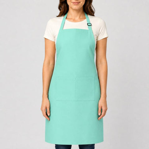 Polyester Bib Apron with Pockets Adjustable Neck Strap Water Resistant Chef Apron