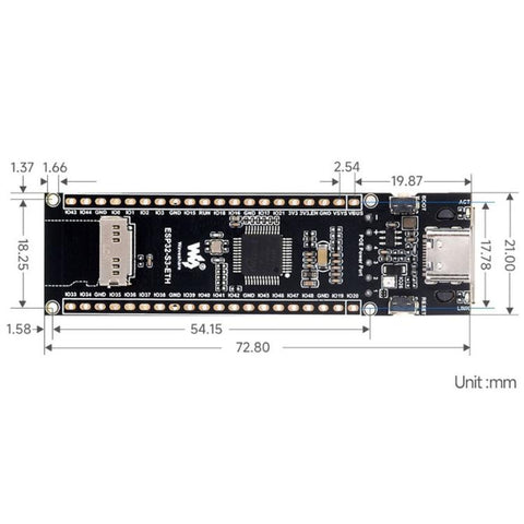 WAVESHARE ESP32-S3 ETH Development Board, 10/100Mbps RJ45 Ethernet Port, Wi-Fi & Bluetooth Support, 240MHz Dual Core Processor, Single Board No Soldered Pin Header, Mainboard+OV5640 Camera No Soldered Pin Header                                         ...