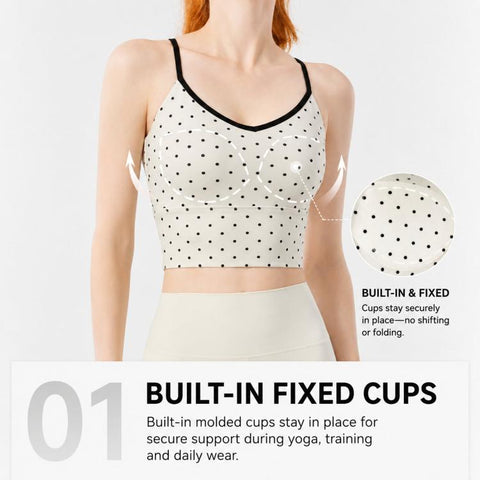 Women Shockproof Side Breast Support Sports Bra Fixed Cup Back Beauty Yoga Tank Top, S, M, L, XL